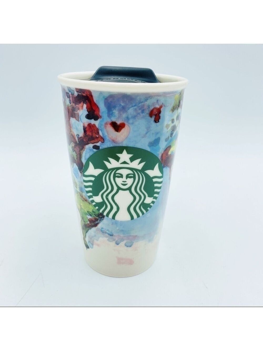 Starbucks 2015 Watercolor Barista Art Shelby Kregel 12oz Tumbler World Map